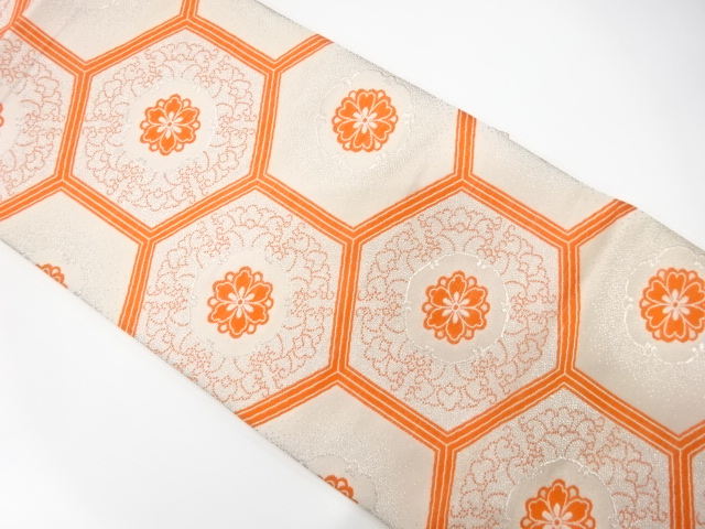 JAPANESE KIMONO / FUKURO OBI / SILK / WOVEN KIKKO & FLORAL CREST